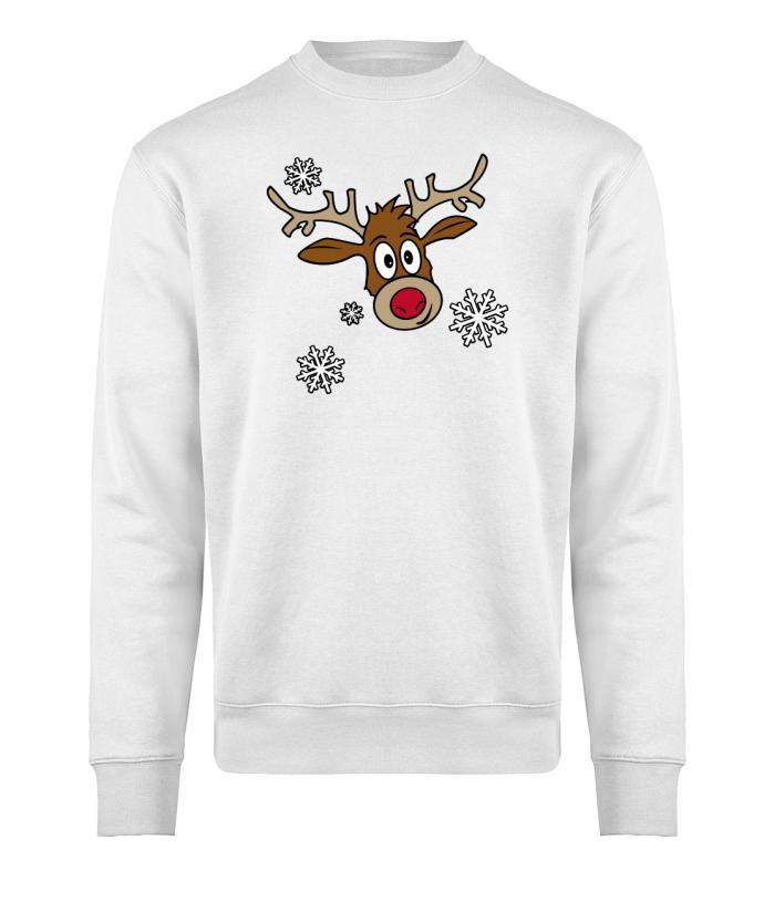 Schneeflocken myShirtStore Rudolf Unisex Christmas Pullover – Weihnachten