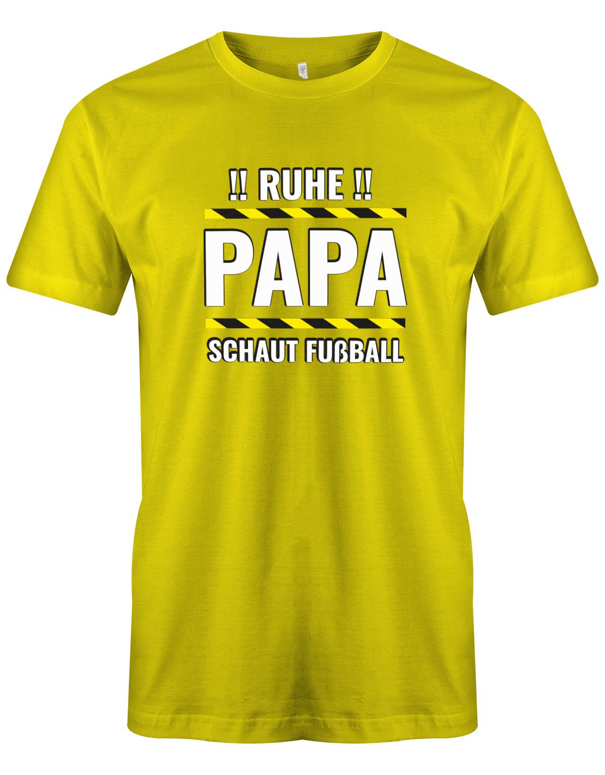 Ruhe-Papa-schaut-Fussball-Herren-Shirt-Gelb