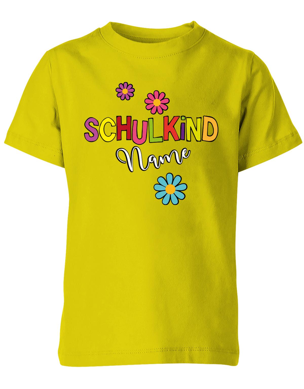 Schulkind 2023 - Blumen - 1. Klasse Geschenk zur Einschulung - Kinder T-Shirt Gelb
