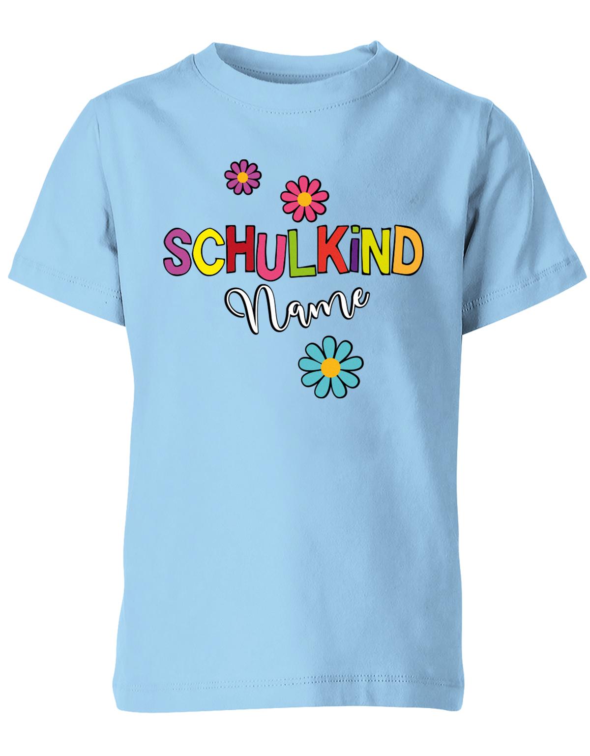 Schulkind 2023 - Blumen - 1. Klasse Geschenk zur Einschulung - Kinder T-Shirt Hellblau
