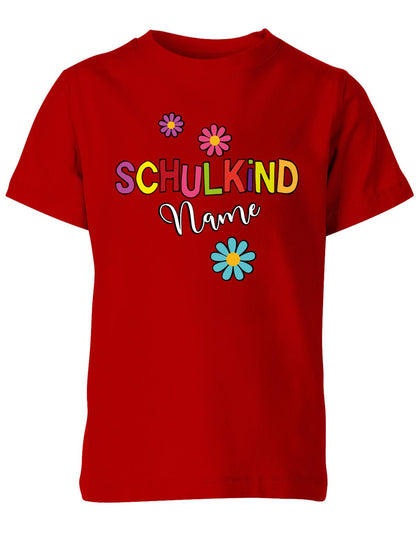 Schulkind 2023 - Blumen - 1. Klasse Geschenk zur Einschulung - Kinder T-Shirt Rot
