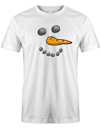 Schneemann-Gesicht-Weihnachten-Herren-t-Shirt-Weiss