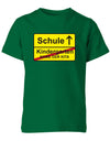 Schule-Kindergarten-ortsschild-Name-der-Kita-Kinder-Shirt-Gruen