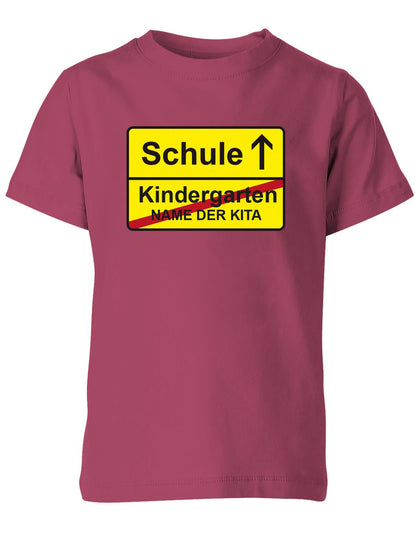 Schule-Kindergarten-ortsschild-Name-der-Kita-Kinder-Shirt-Sorbet