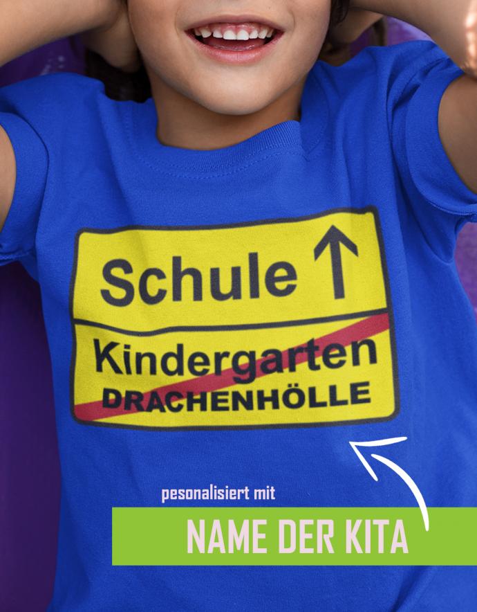Schule-Ortschild-Kindergarten-Name-der-Kita-Kinder-Shirt-Vorschau