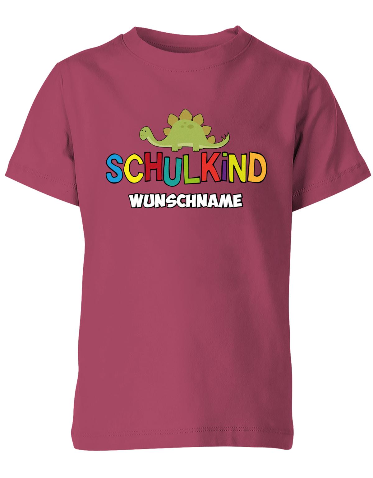 Schulkind - Dino - 1. Klasse Geschenk zur Einschulung mit Name - Kinder T-Shirt Sorbet