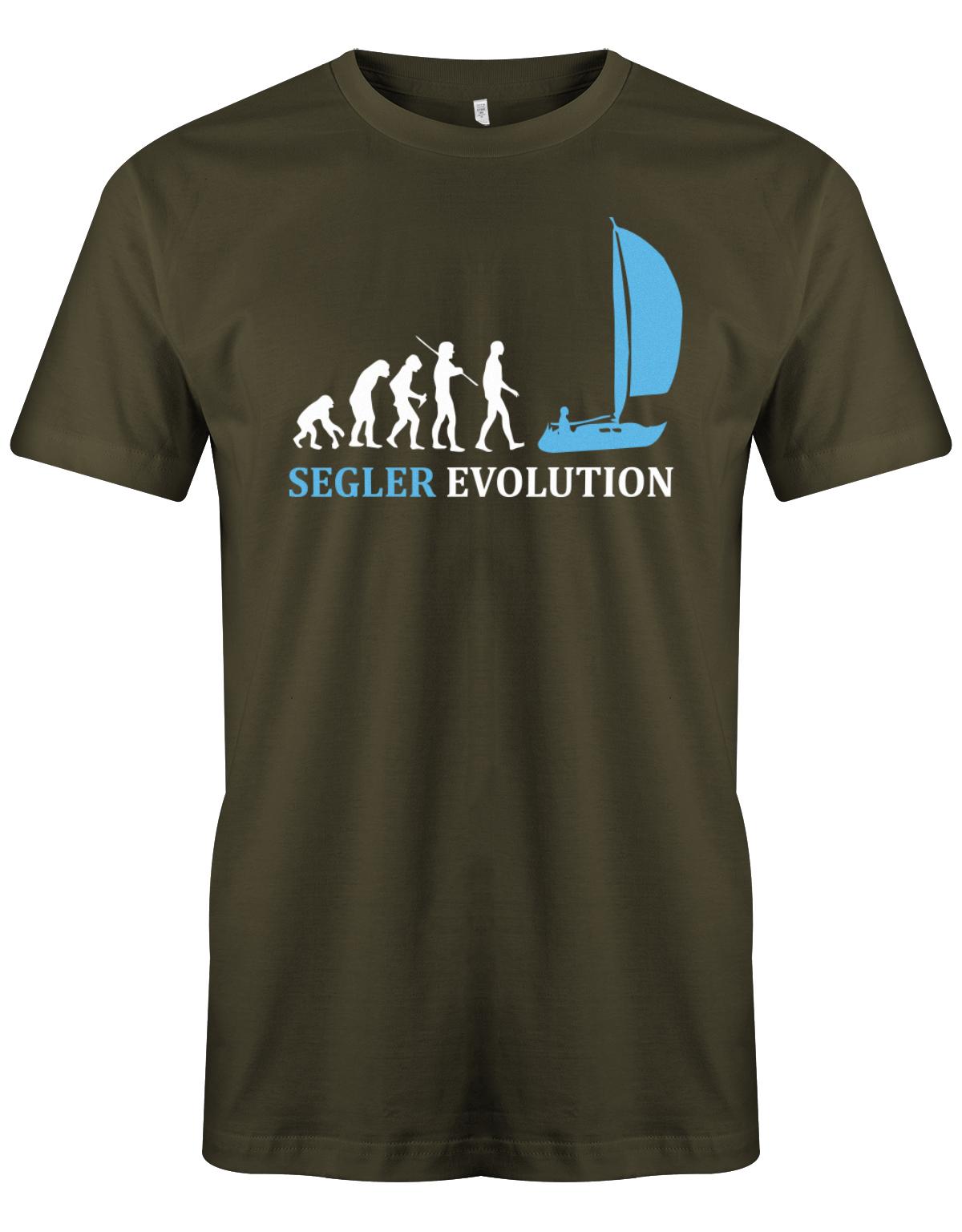 Das Segler t-shirt bedruckt mit "Die Segler Revolution vom Affen zum Segler". Army