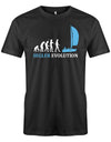 Das Segler t-shirt bedruckt mit "Die Segler Revolution vom Affen zum Segler". Schwarz
