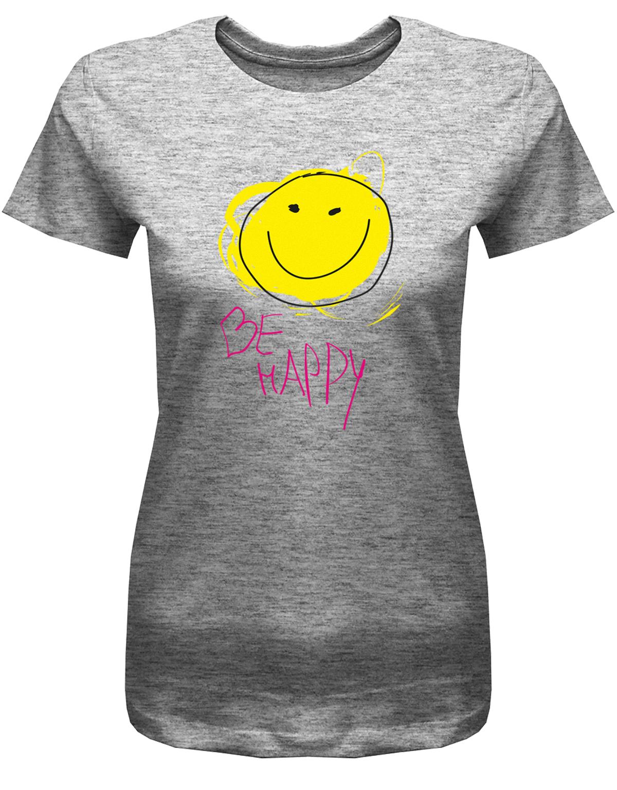 Smile-be-happy-Damen-Shirt-Grau