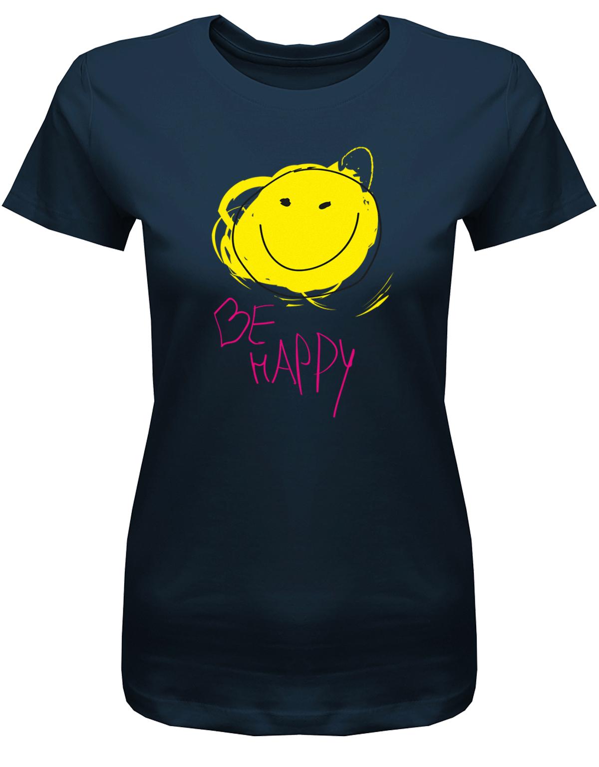 Smile-be-happy-Damen-Shirt-Navy