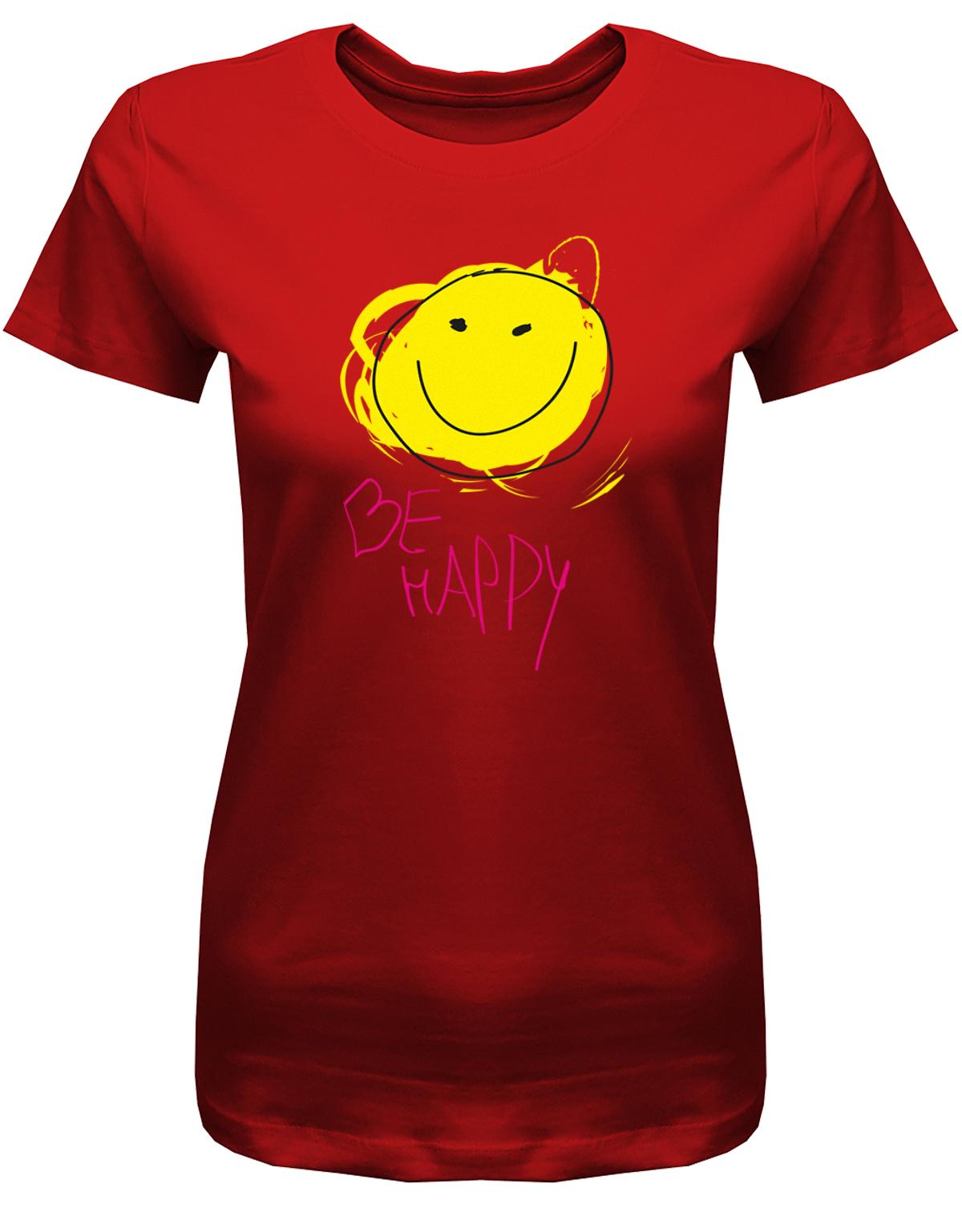 Smile-be-happy-Damen-Shirt-Rot