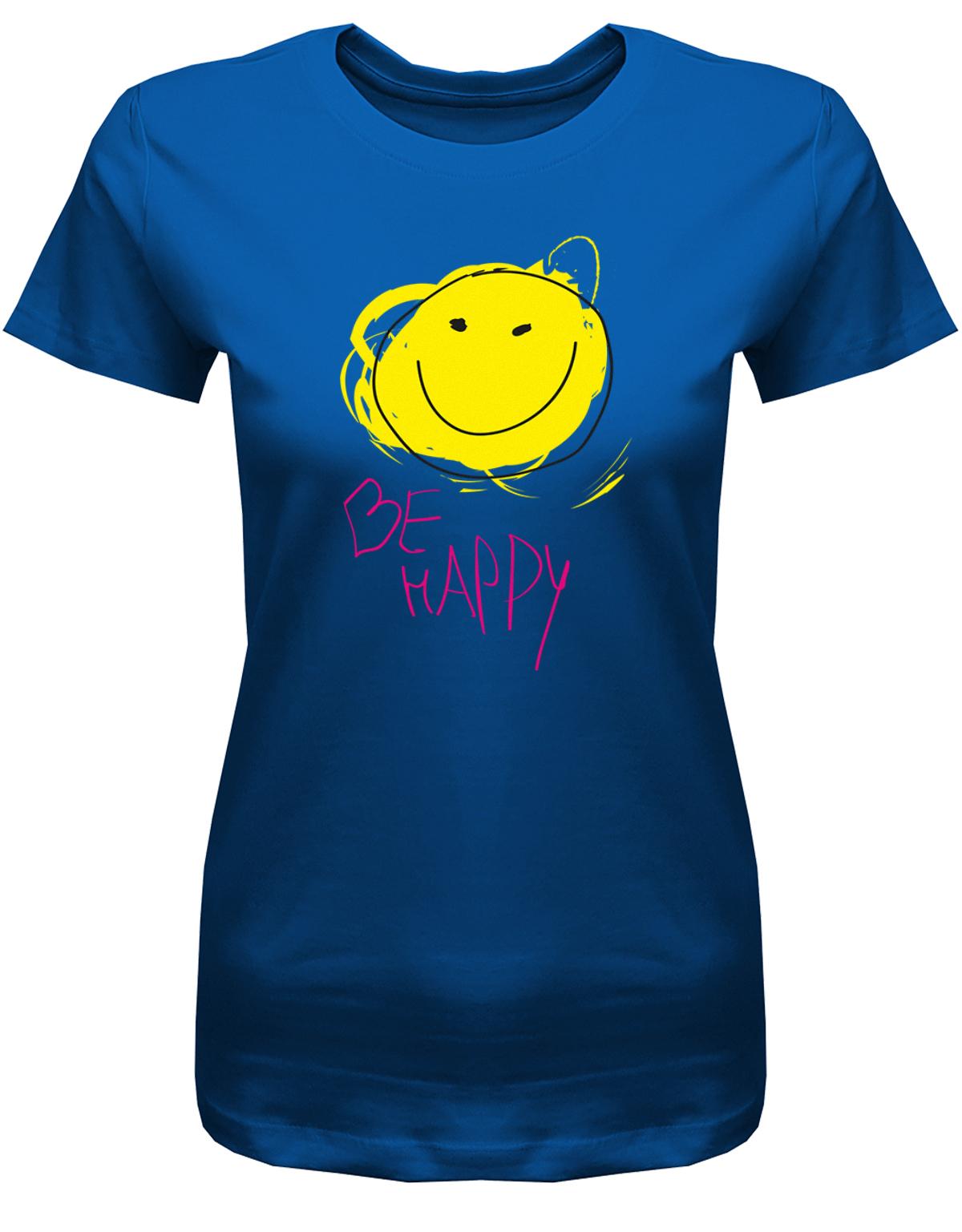 Smile-be-happy-Damen-Shirt-Royalblau