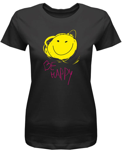 Smile-be-happy-Damen-Shirt-Schwarz