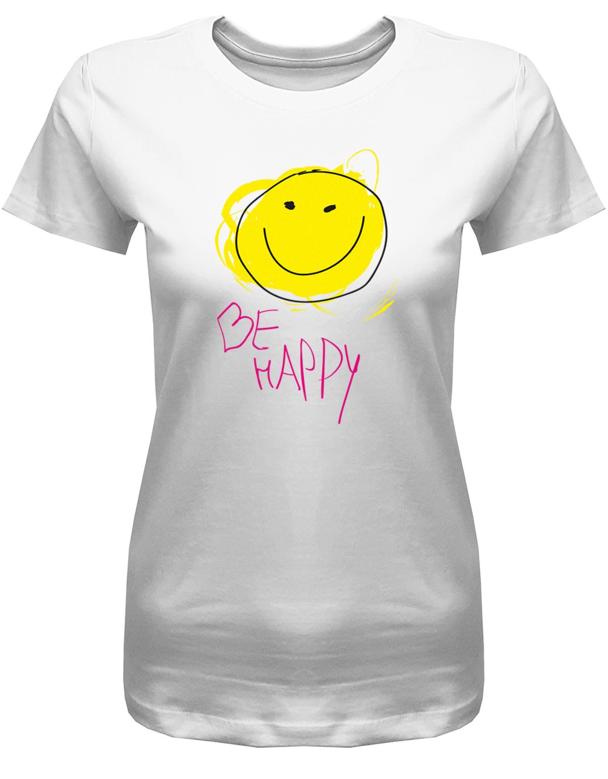 Smile-be-happy-Damen-Shirt-Weiss