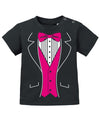 Schickes elegantes Baby Shirt Anzug Smoking Design mit Fliege. Pink