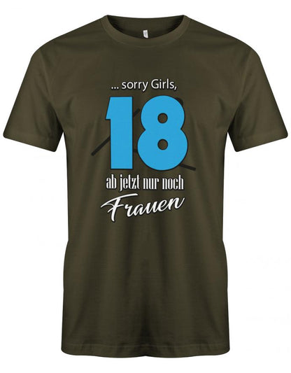 Lustiges T-Shirt zum 18. Geburtstag für Jungen. Bedruckt mit: 18 Sorry Girls ab jetzt nur noch Frauen Das T Shirt 18 Geburtstag Junge Lustig ist ein tolles Geschenk für alle 18 Jährigen. Geschenk zum 18 geburtstag Jungen ✓ 2005 geburtstag Junge ✓ 18 Geburtstag tshirt ✓ shirt geburtstag 18 Army