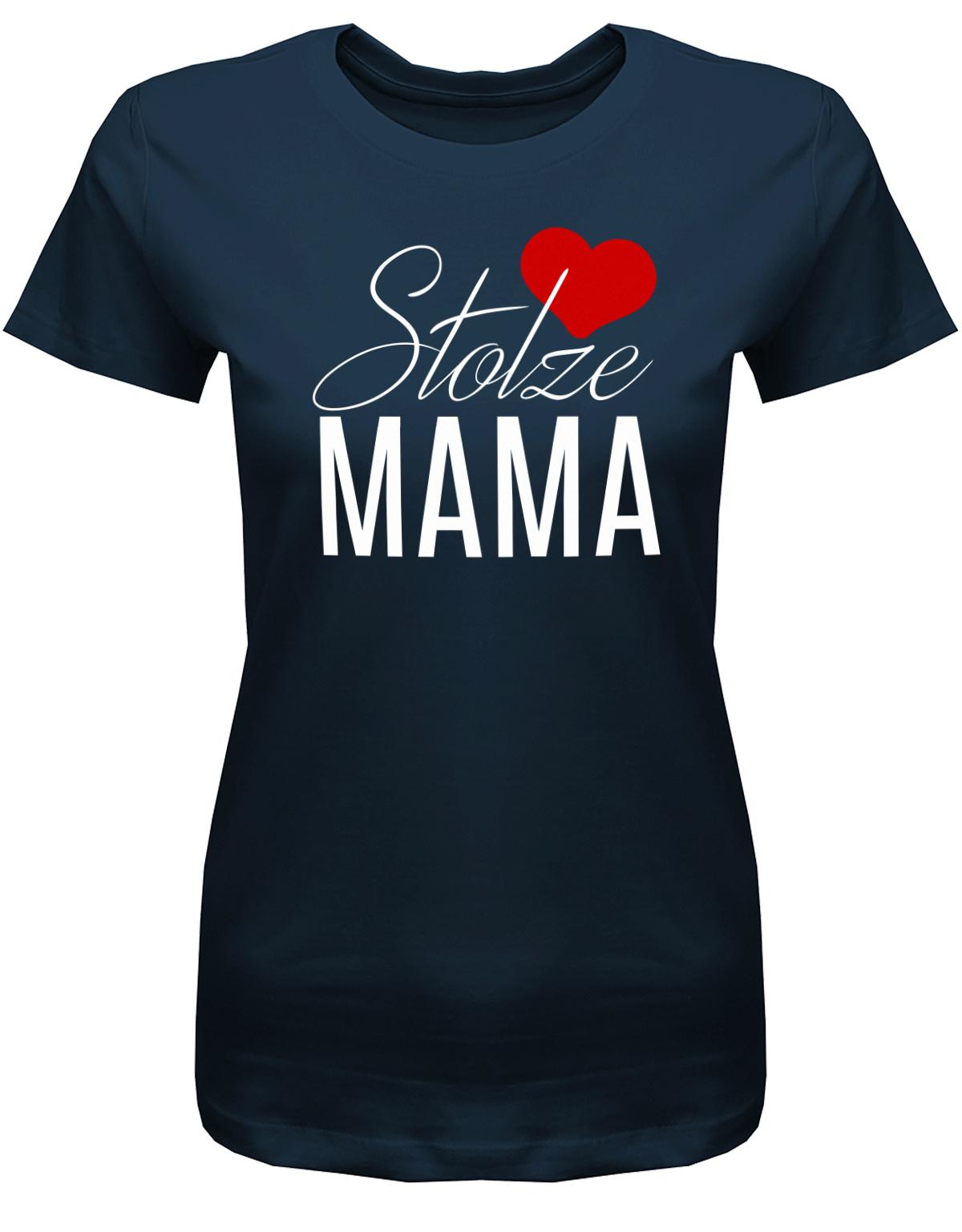 Stolze-Mama-Herz-Damen-Shirt-Navy