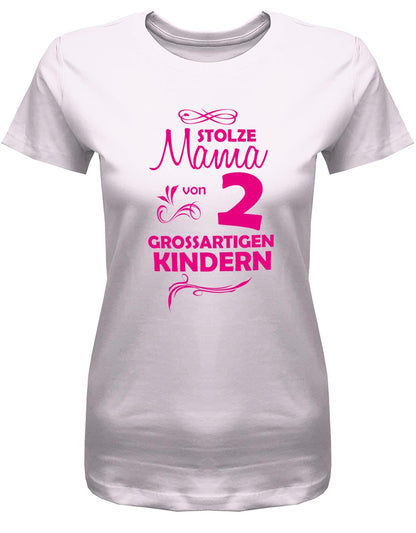 Stolze-Mama-von-2-grossartigen-Kindern-Damen-Shirt-Rosa