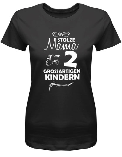 Stolze-Mama-von-2-grossartigen-Kindern-Damen-Shirt-Schwarz