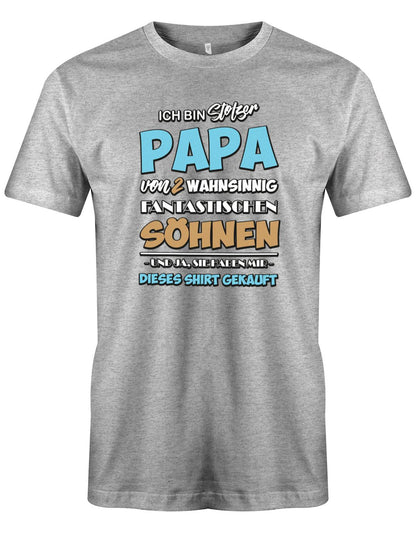 Stolzer-papa-von-2-S-hnen-Papa-Shirt-Grau