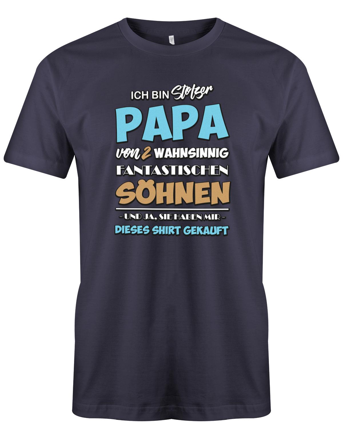 Stolzer-papa-von-2-S-hnen-Papa-Shirt-Navy