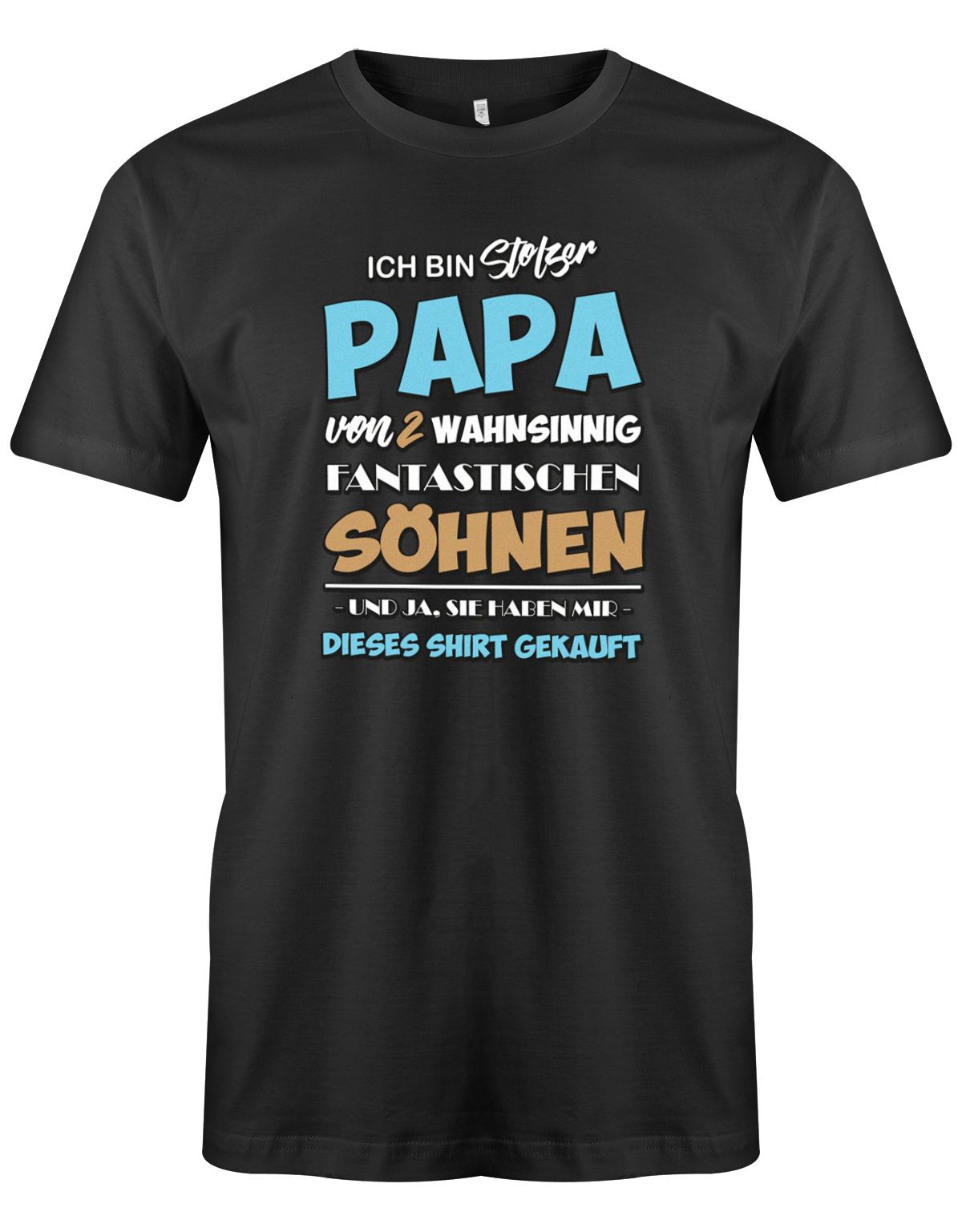 Stolzer-papa-von-2-S-hnen-Papa-Shirt-Schwarz