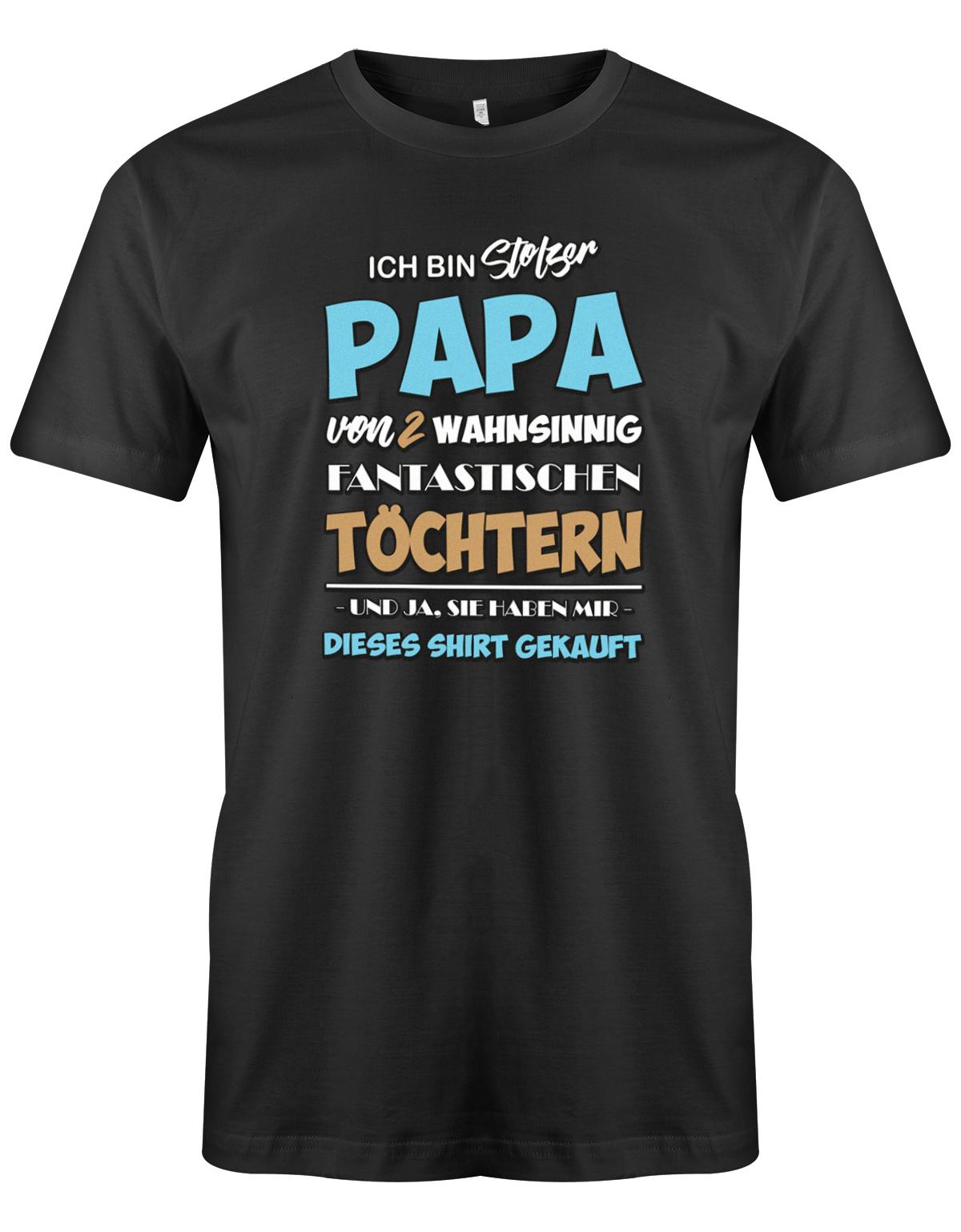 Stolzer-papa-von-2-T-chtern-Papa-Shirt-Schwarz