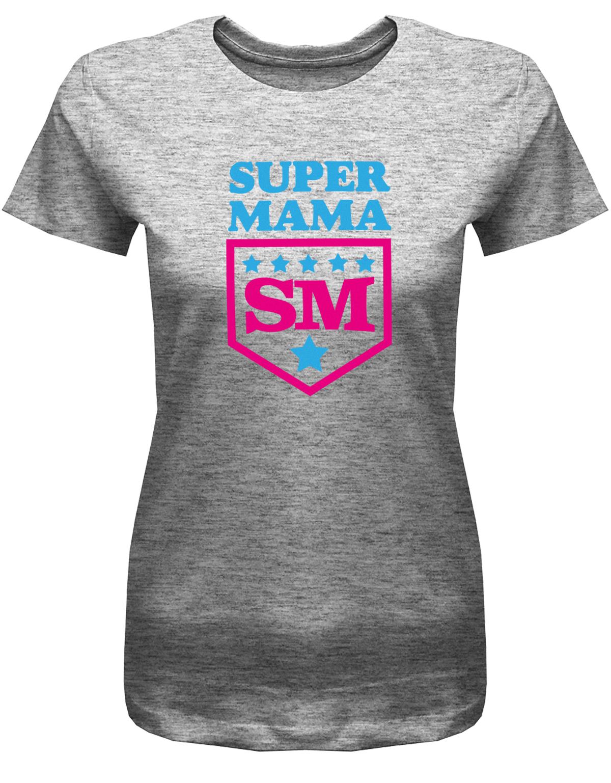 Super-Mama-Sterne-Damen-Shirt-Grau