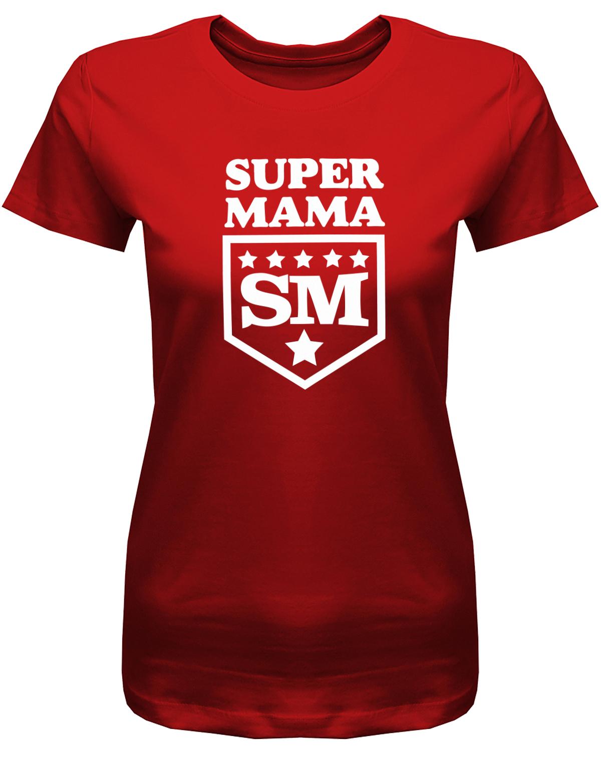 Super-Mama-Sterne-Damen-Shirt-Rot