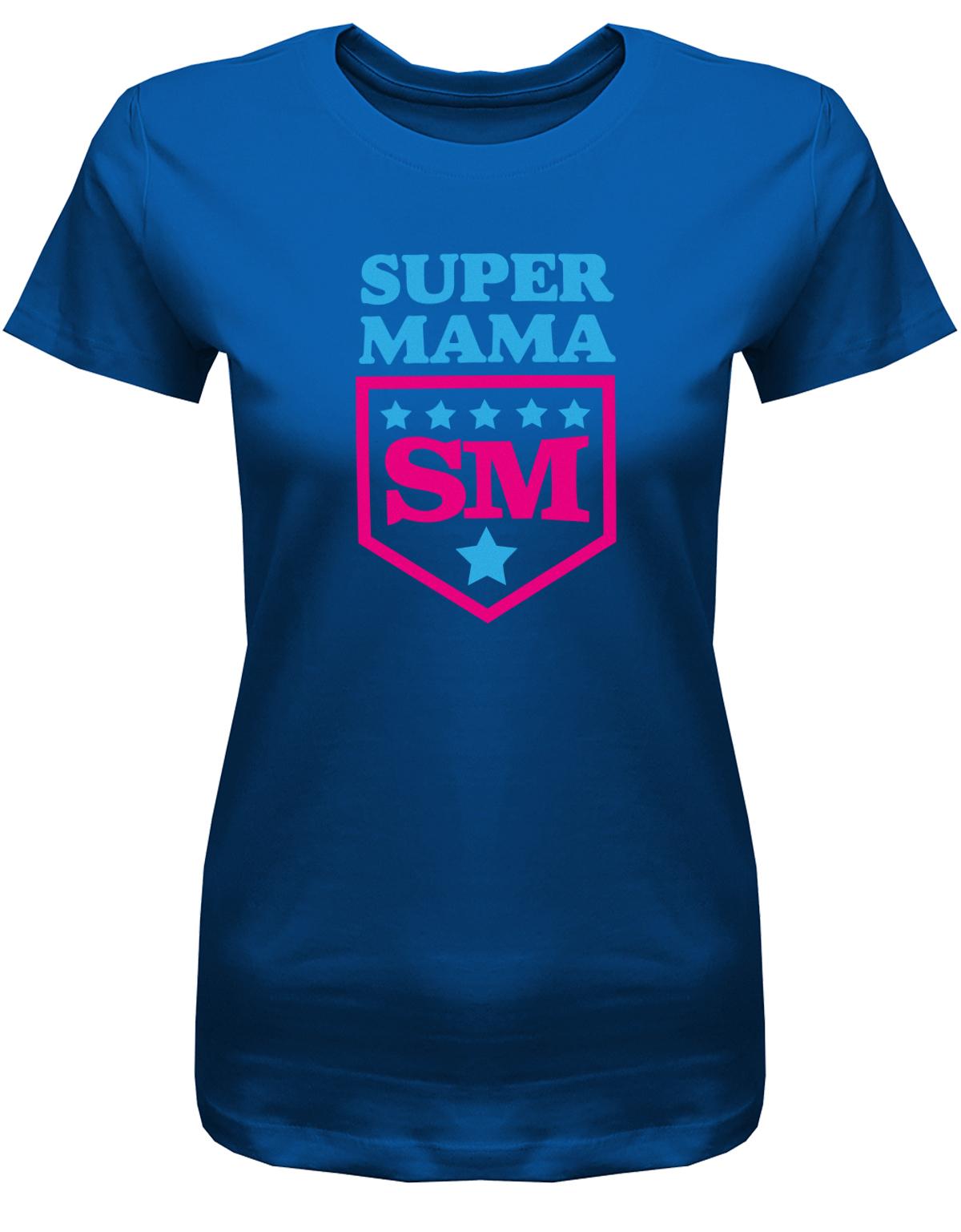 Super-Mama-Sterne-Damen-Shirt-Royalblau