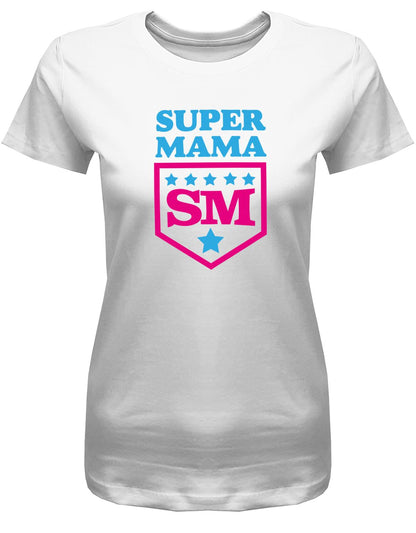 Super-Mama-Sterne-Damen-Shirt-Weiss