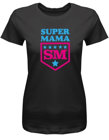 Super-Mama-Sterne-Damen-Shirt-schwarz