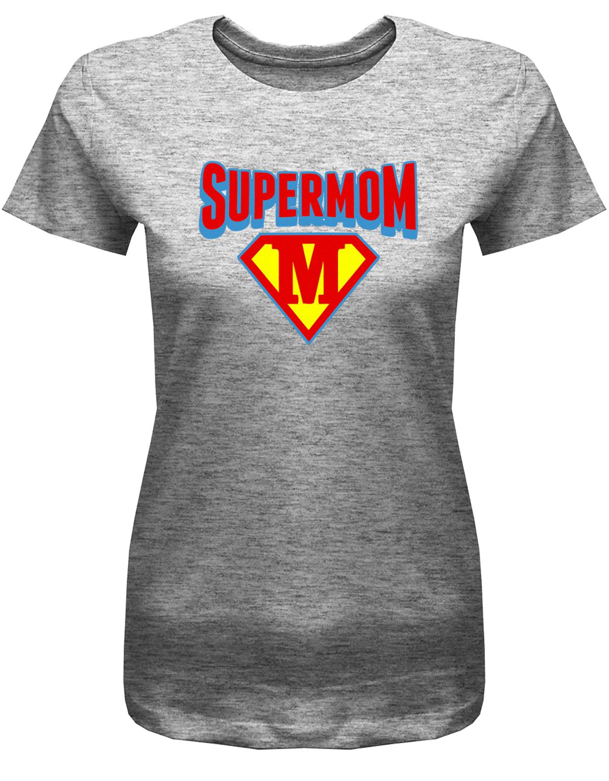 Supermom-Damen-Shirt-Mama-Shirt-Grau