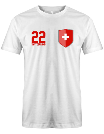 Switzerland 22 Wappen - Schweiz - EM WM - Fan - Herren T-Shirt