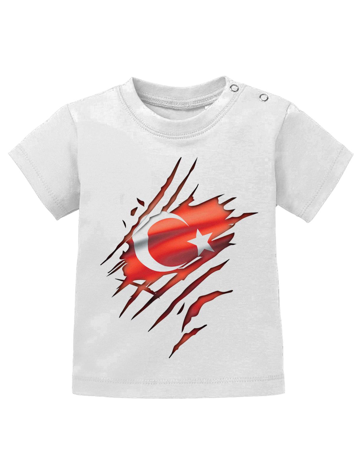 Türkei T Shirt für Junge und Mädchen. Türkische Flagge Design aufgerissen, damit man sieht, dass ein Türke im Shirt steckt.