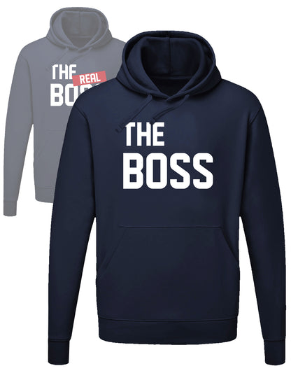 Couple Hoodie für Partner The Boss oder The Real Boss Navy