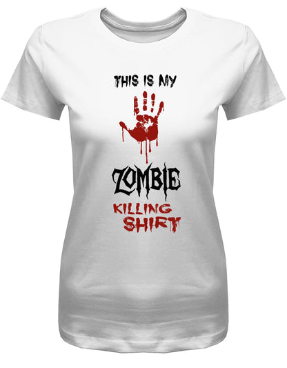 This-is-my-Zombie-Killing-Shirt-Damen-Halloween-Shirt-Weiss