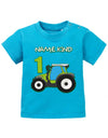 Traktor-Erster-Geburtstag-Wunschname-1-Baby-Shirt-Blau
