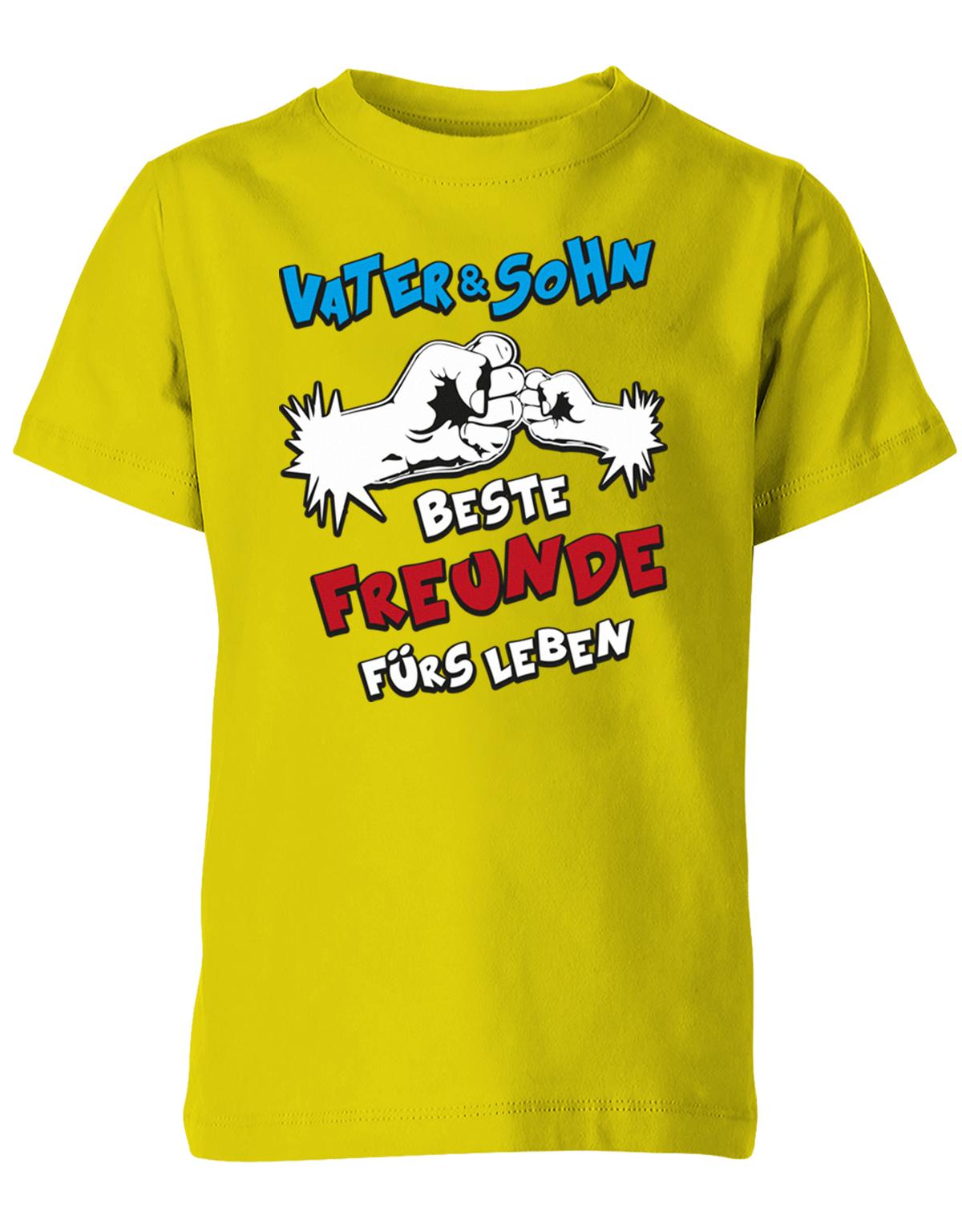 Vater-und-Sohn-beste-Freunde-f-rs-Leben-Comic-Faust-Kinder-Shirt-Gelb