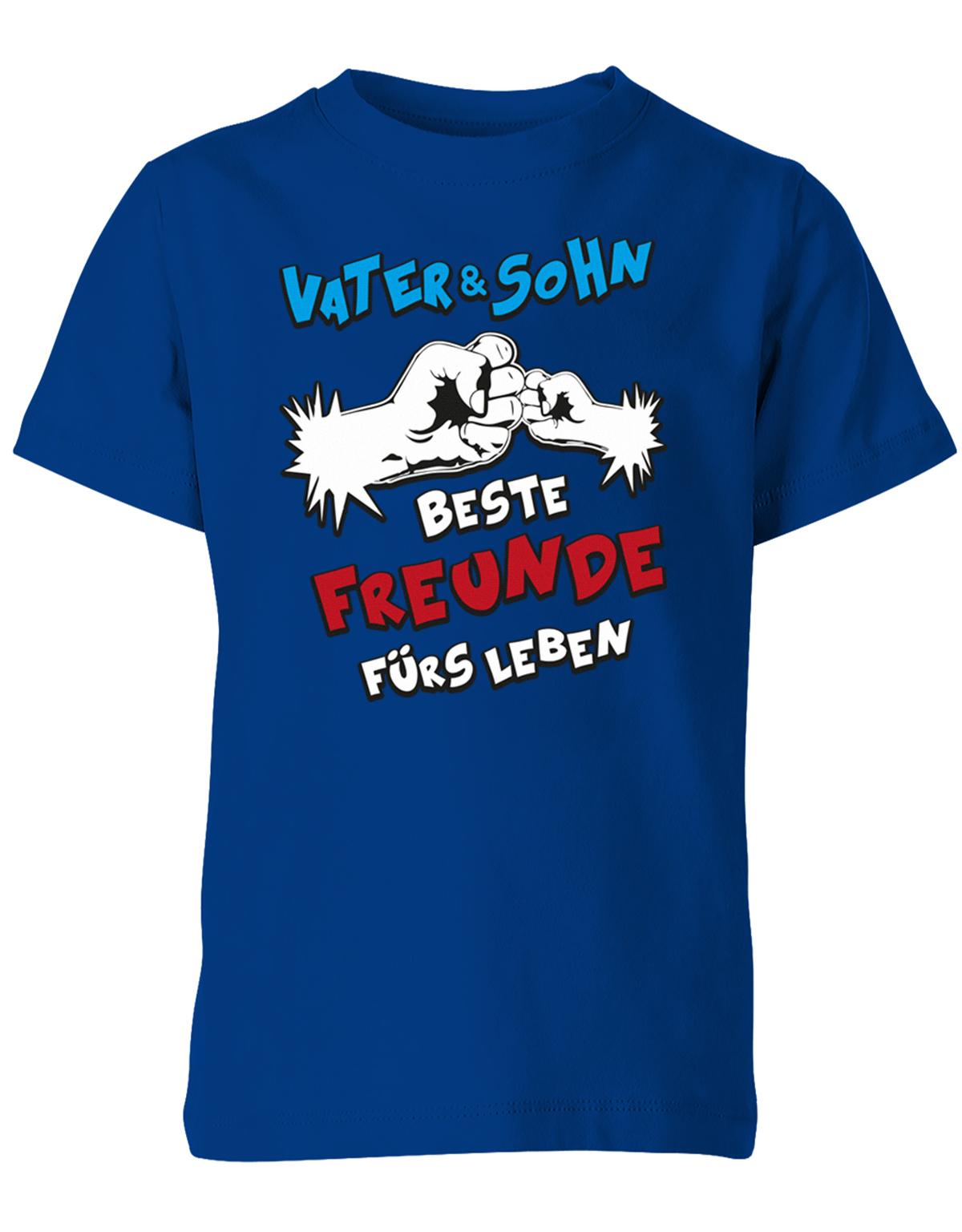 Vater-und-Sohn-beste-Freunde-f-rs-Leben-Comic-Faust-Kinder-Shirt-Royalblau