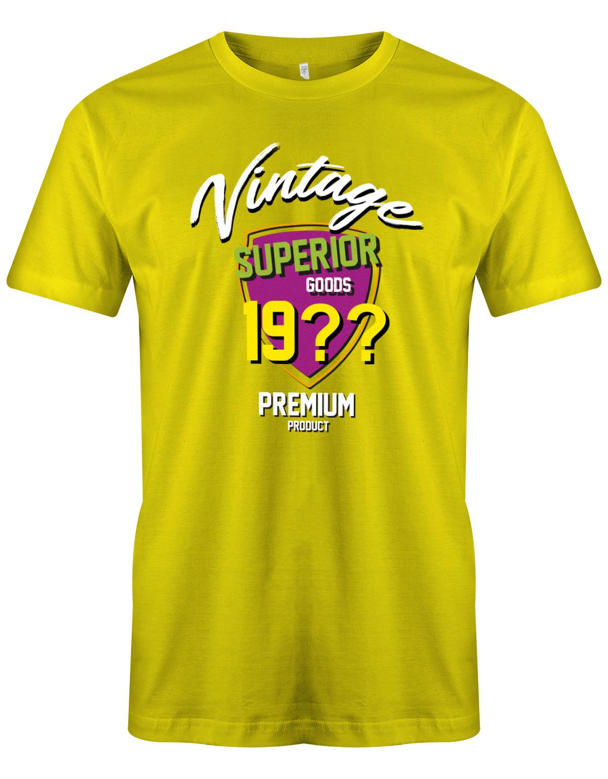 Geburtstag Tshirt für Männer Vintage Superior goods Personalisiert mit Geburtsjahr Premium Product Gelb