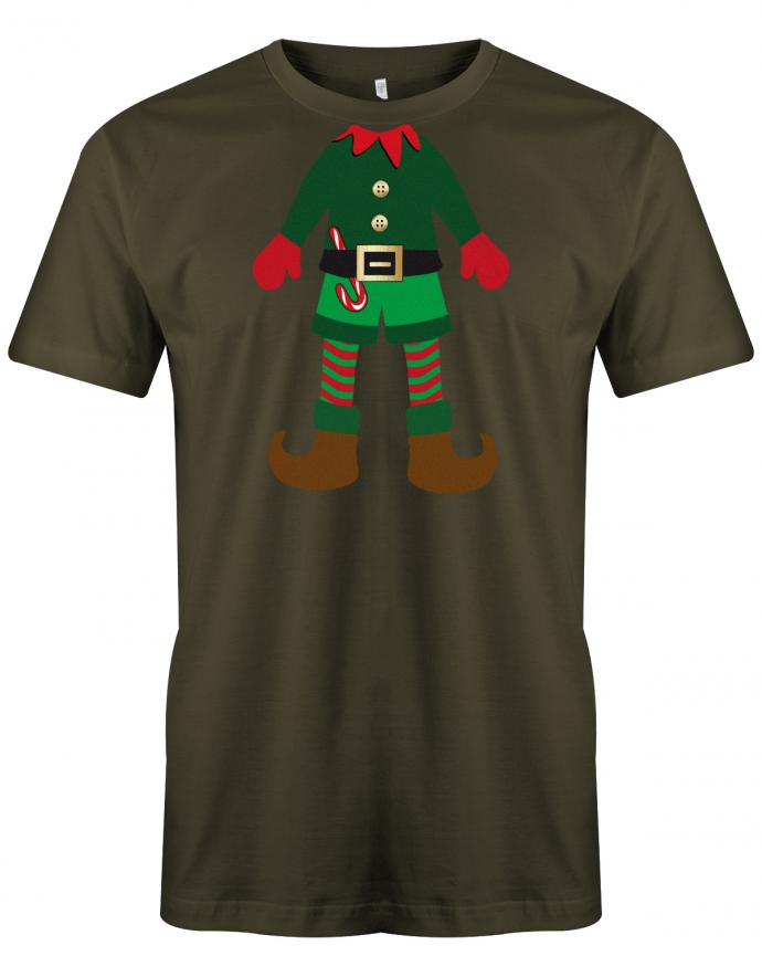 Weihnachten-Mini-Elf-Herren-Shirt-Army