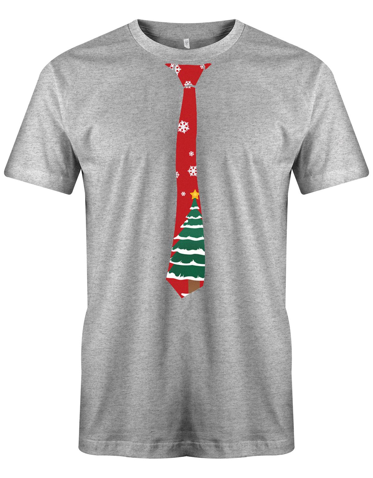 Weihnachtskrawatte-Herren-Shirt-Weihanchten-X-Mas-Grau