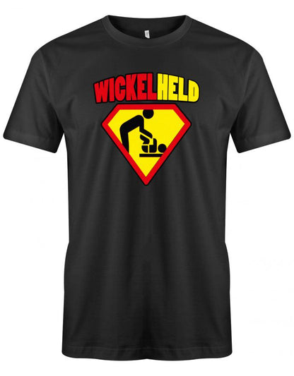Wickelheld-Papa-Herren-T-Shirt-Schwarz