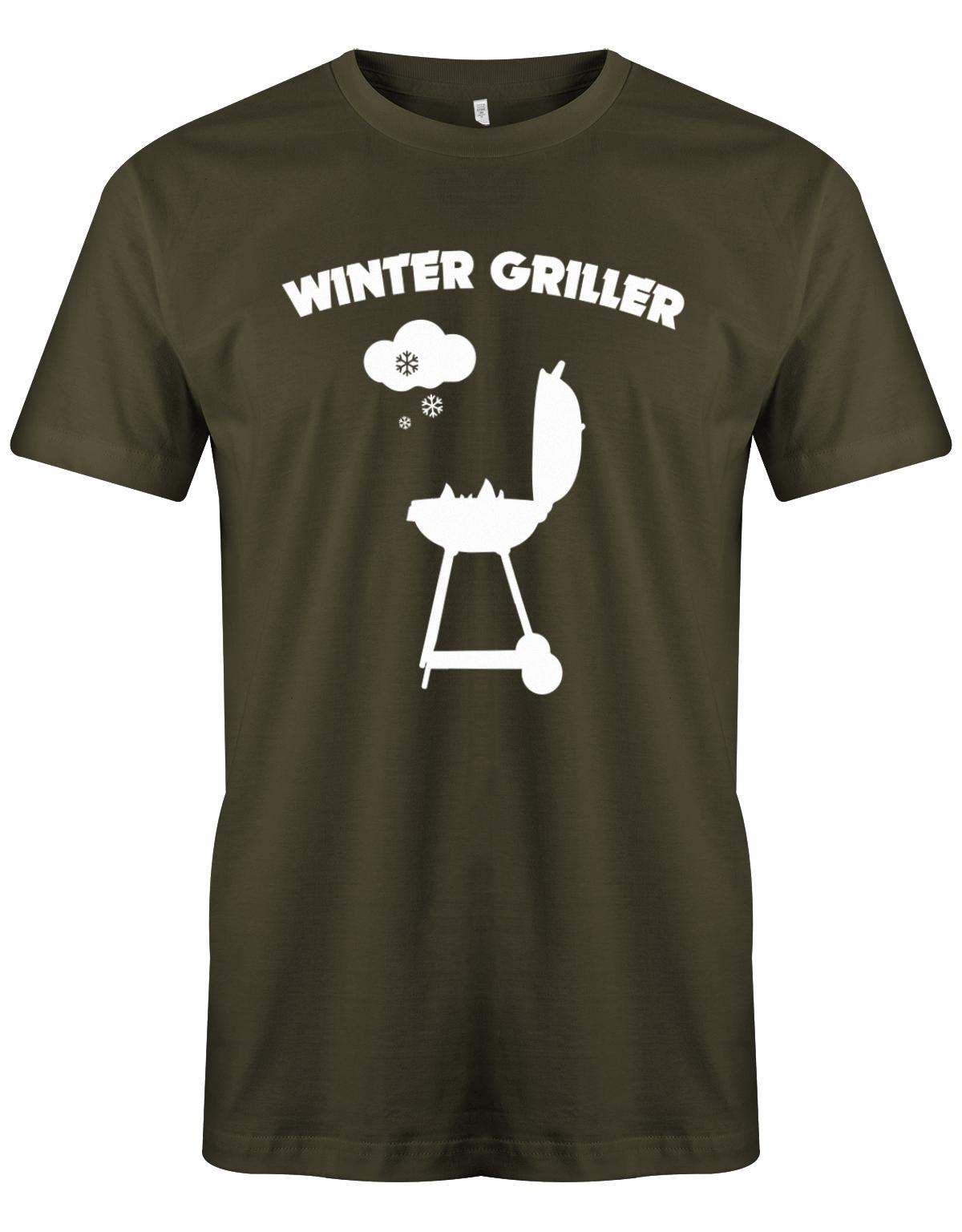 Winter-Griller-Schnee-Herren-Grill-Shirt-Army