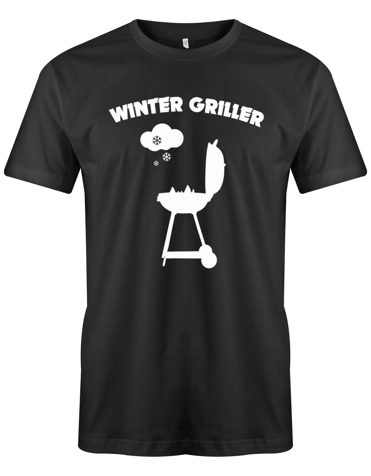 Winter-Griller-Schnee-Herren-Grill-Shirt-SChwarz