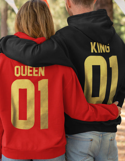 Couple Hoodie für Partner personalisiert mit Wunschname Gold Edition