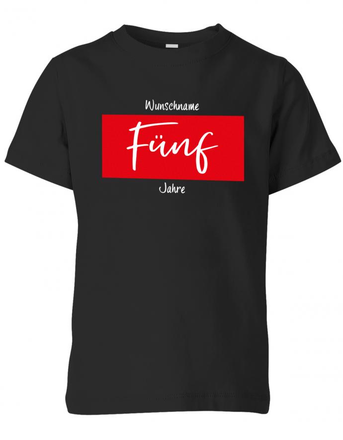 Wunschname-Style-F-nf-Jahre-5-Geburtstag-Shirt-Kinder-Schwarz