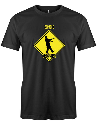 Zombie-Crossing-Shirt-Herren-Haloween-Schwarz