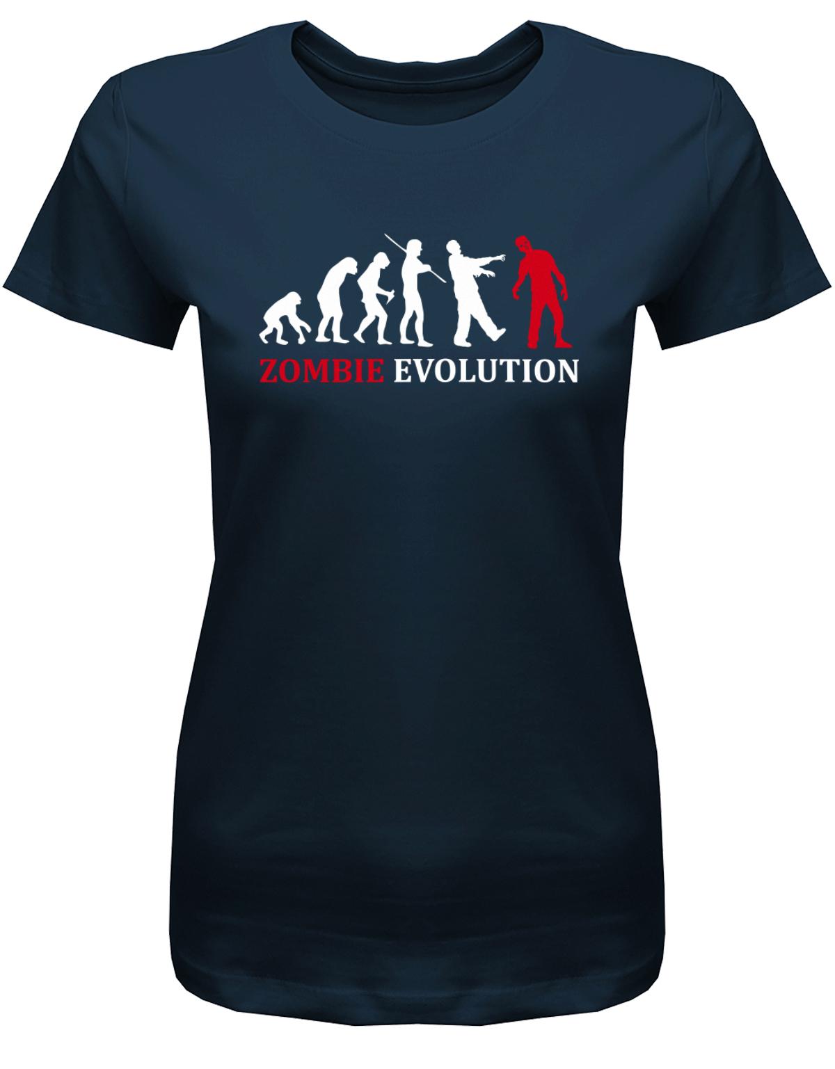 Zombie-Evolution-Damen-Halloween-Shirt-Navy
